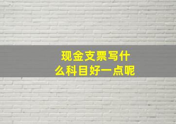 现金支票写什么科目好一点呢