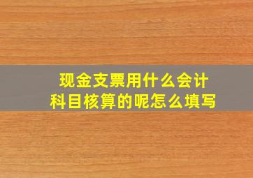 现金支票用什么会计科目核算的呢怎么填写