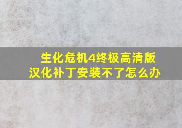 生化危机4终极高清版汉化补丁安装不了怎么办