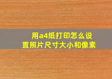 用a4纸打印怎么设置照片尺寸大小和像素