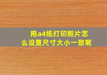 用a4纸打印照片怎么设置尺寸大小一致呢