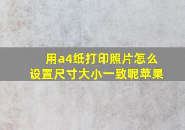 用a4纸打印照片怎么设置尺寸大小一致呢苹果