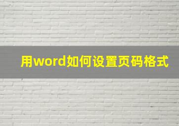 用word如何设置页码格式