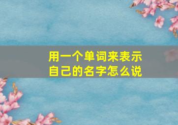 用一个单词来表示自己的名字怎么说