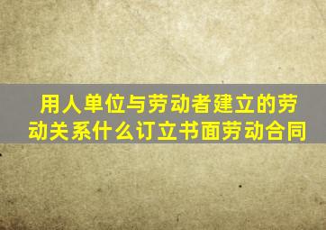 用人单位与劳动者建立的劳动关系什么订立书面劳动合同