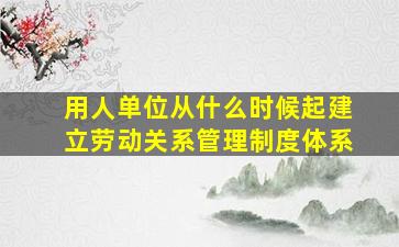 用人单位从什么时候起建立劳动关系管理制度体系