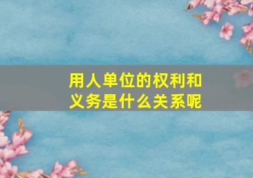 用人单位的权利和义务是什么关系呢