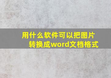 用什么软件可以把图片转换成word文档格式