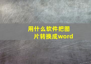 用什么软件把图片转换成word