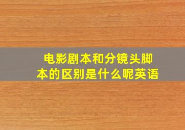 电影剧本和分镜头脚本的区别是什么呢英语