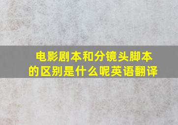 电影剧本和分镜头脚本的区别是什么呢英语翻译