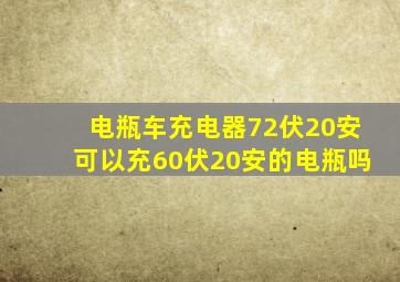 电瓶车充电器72伏20安可以充60伏20安的电瓶吗