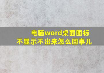 电脑word桌面图标不显示不出来怎么回事儿