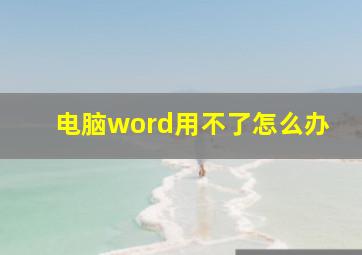 电脑word用不了怎么办