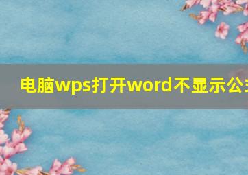 电脑wps打开word不显示公式