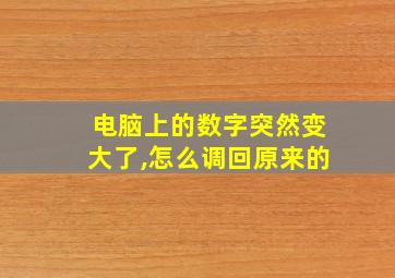 电脑上的数字突然变大了,怎么调回原来的