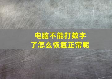 电脑不能打数字了怎么恢复正常呢