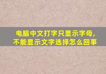 电脑中文打字只显示字母,不能显示文字选择怎么回事