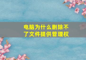 电脑为什么删除不了文件提供管理权