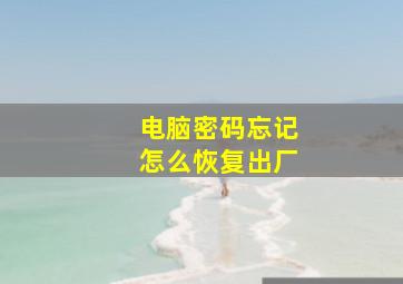 电脑密码忘记怎么恢复出厂