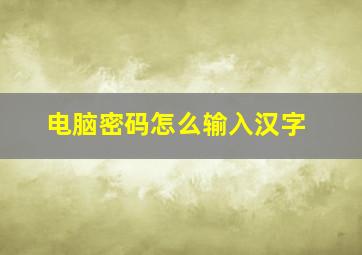 电脑密码怎么输入汉字