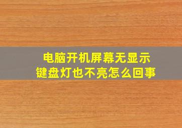 电脑开机屏幕无显示键盘灯也不亮怎么回事