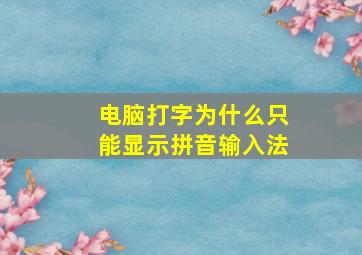 电脑打字为什么只能显示拼音输入法