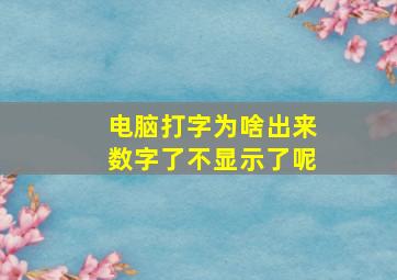 电脑打字为啥出来数字了不显示了呢