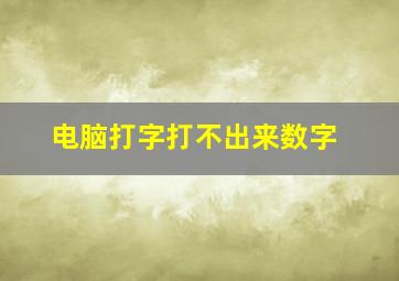 电脑打字打不出来数字