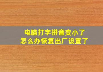 电脑打字拼音变小了怎么办恢复出厂设置了