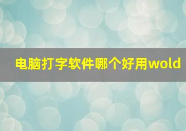 电脑打字软件哪个好用wold