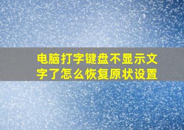 电脑打字键盘不显示文字了怎么恢复原状设置