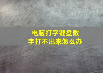 电脑打字键盘数字打不出来怎么办