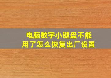 电脑数字小键盘不能用了怎么恢复出厂设置