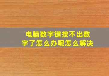 电脑数字键按不出数字了怎么办呢怎么解决