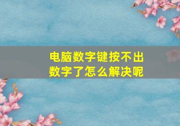 电脑数字键按不出数字了怎么解决呢