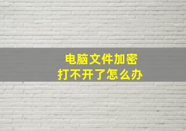 电脑文件加密打不开了怎么办