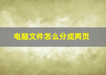 电脑文件怎么分成两页