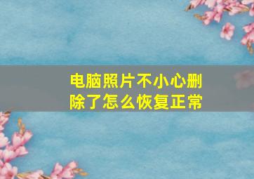 电脑照片不小心删除了怎么恢复正常