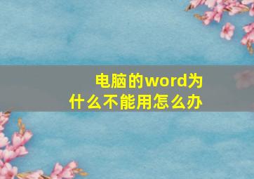 电脑的word为什么不能用怎么办