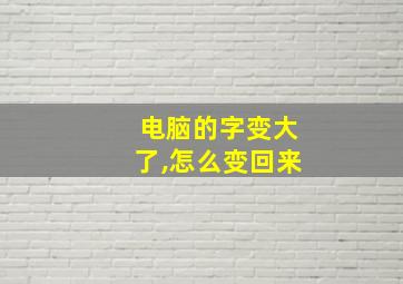 电脑的字变大了,怎么变回来