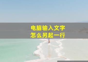 电脑输入文字怎么另起一行