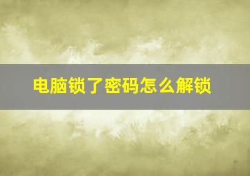 电脑锁了密码怎么解锁