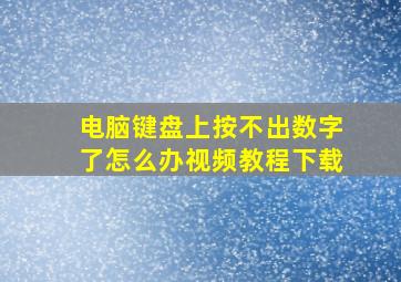 电脑键盘上按不出数字了怎么办视频教程下载