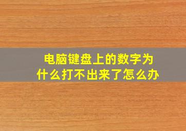 电脑键盘上的数字为什么打不出来了怎么办