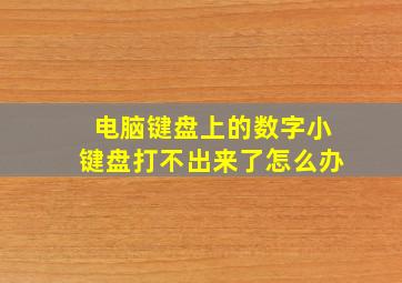 电脑键盘上的数字小键盘打不出来了怎么办