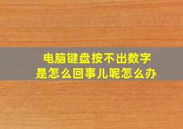 电脑键盘按不出数字是怎么回事儿呢怎么办