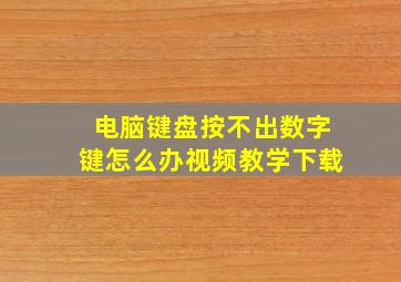 电脑键盘按不出数字键怎么办视频教学下载