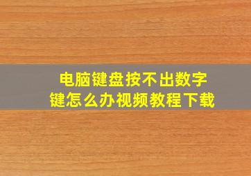 电脑键盘按不出数字键怎么办视频教程下载