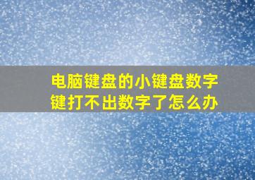 电脑键盘的小键盘数字键打不出数字了怎么办